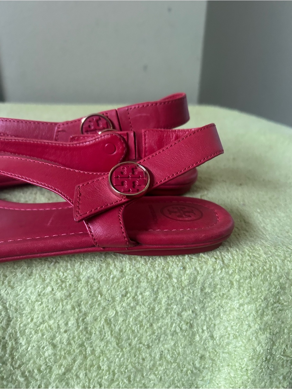 Tory Burch Red Leather Slingback Thong Sandals Sz 8 - Picture 10 of 13